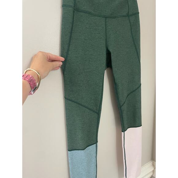 Outdoor Voices The Dipped Warmup Leggings Colorblock‎ Hunter Green Blue Pink S - Picture 4 of 9